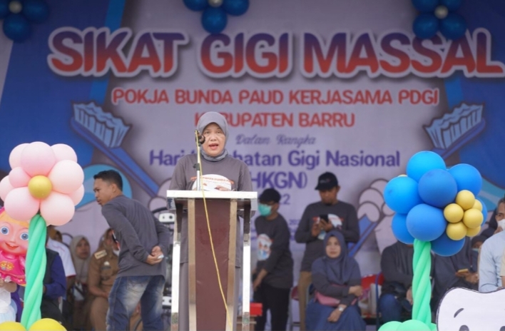 Pokja Bunda PAUD Barru Kolaborasi PDGI Gelar Sikat Gigi Massal