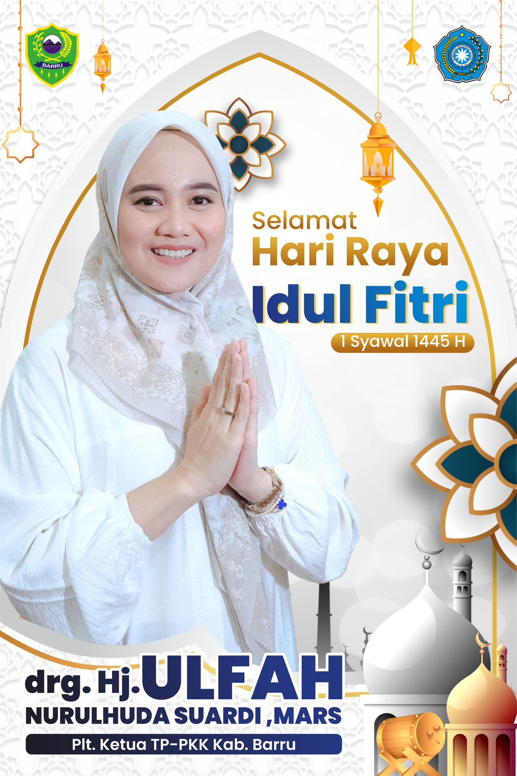 PLT Ketua TP PKK Barru drg Hj. Ulfah Nurul Huda Sampaikan Idul Fitri 1 Syawal 1445 H