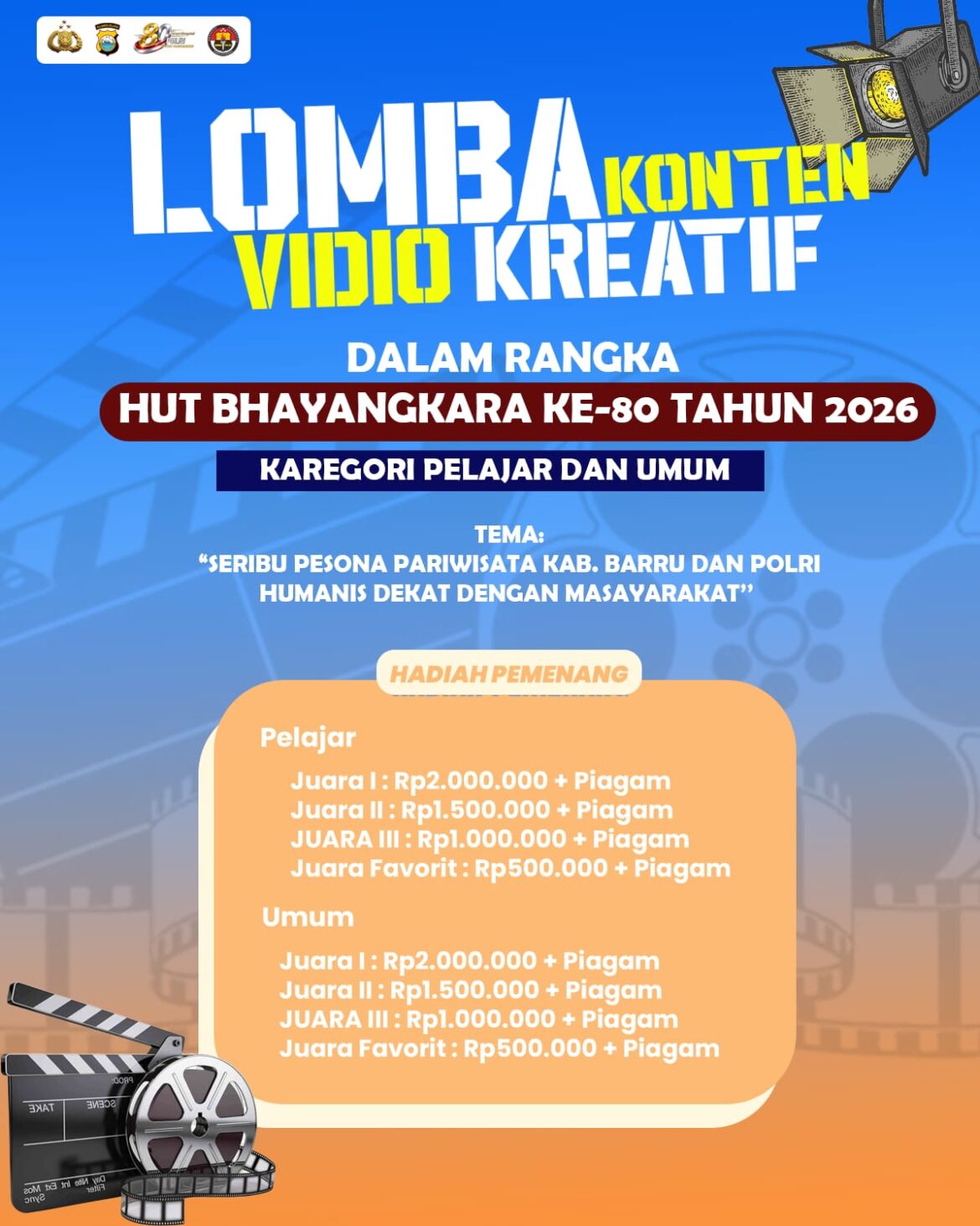 Sambut HUT Bhayangkara ke-80, Polres Barru Tantang Kreativitas Kreator Konten Lewat Lomba Video